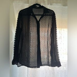 Versace black silk blouse